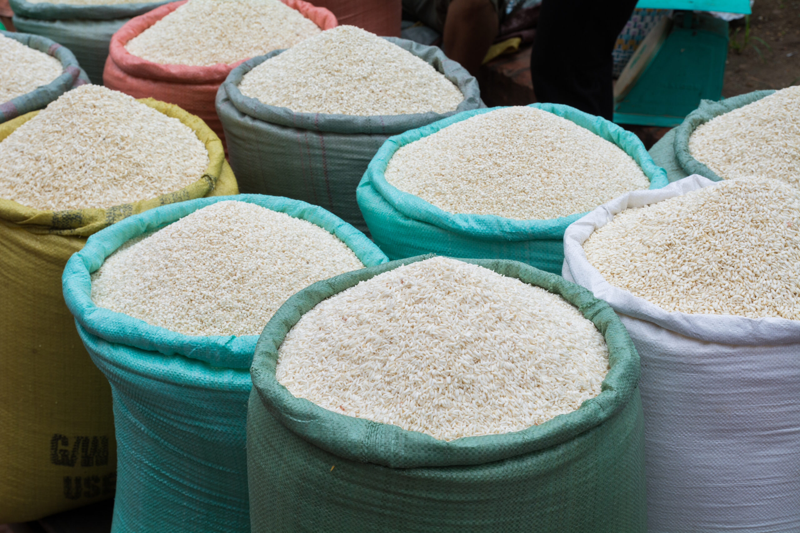 rice at the market in luang prabang, laos