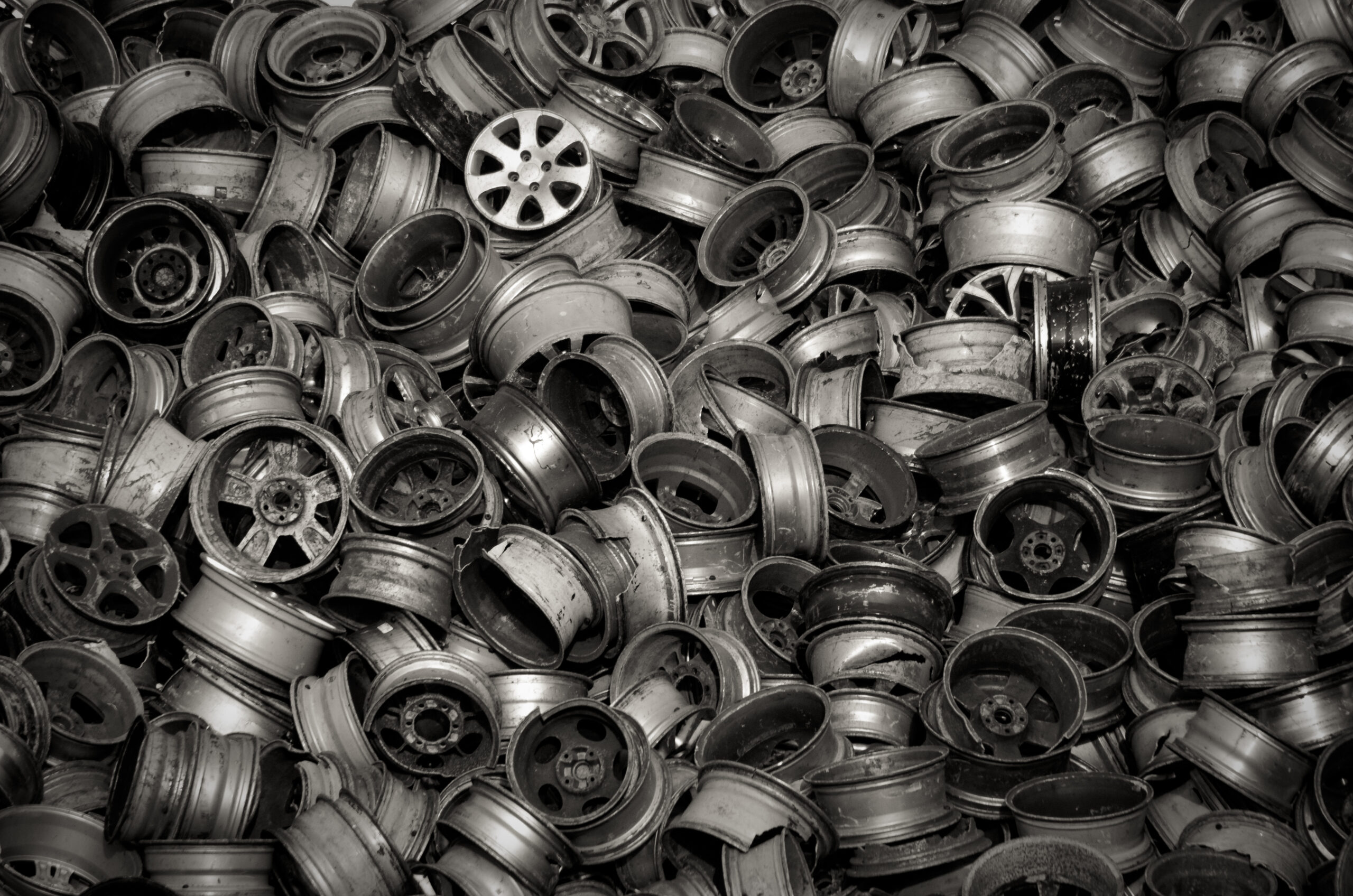 scrap wheels awaiting recycling