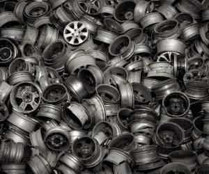 scrap wheels awaiting recycling